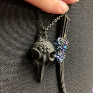 Whimsigoth bird necklace